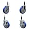 Service Caster 5'' Blue Poly Wheel Swivel 3/4'' Expanding Stem Caster Set 2 Brakes, 4PK SCC-EX20S514-PPUB-BLUE-2-TLB-2-34 - alternate 1